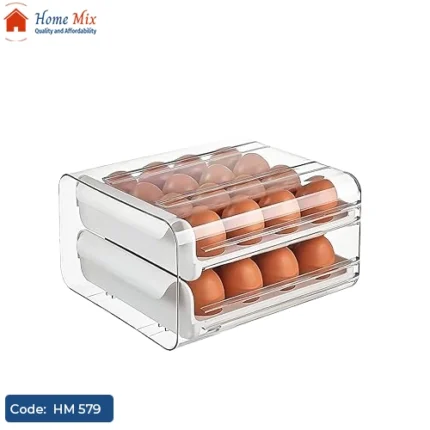 علبة تخزين بيض أكريليك شفاف 2 دور – مقاومة للكسر وسهلة التنظيف