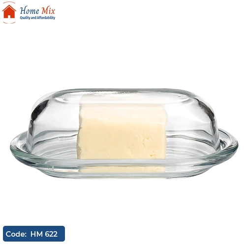 HM 622 علبة زبدة زجاج بغطاء كريستال فاخر – لحفظ الزبدة بأناقة - الصورة 1