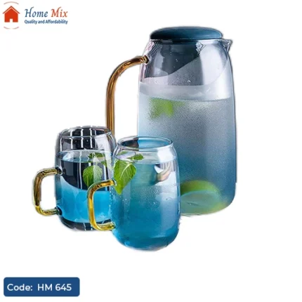 طقم شربات زجاج مقاوم للحرارة – 4 أكواب + دورق أنيق