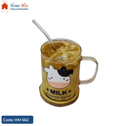 HM 662 كوب بايركس MILK 500 مل – تصميم كرتوني لطيف يناسب المشروبات الساخنة والباردة - الصورة 1