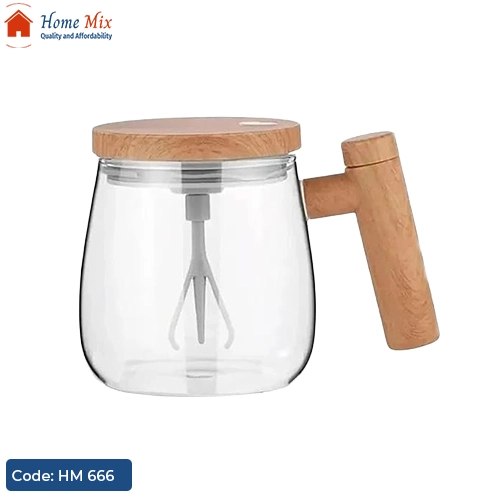 HM 666 بلندر بايركس بالشحن USB – مدرج بيد خشب أنيقة سعة 400 مل - الصورة 1