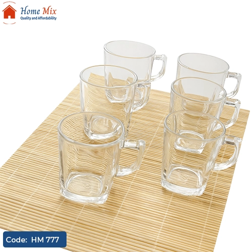 HM 777 طقم أكواب Carre باشاباتشي تركي – 6 قطع زجاج 270 مل - الصورة 1