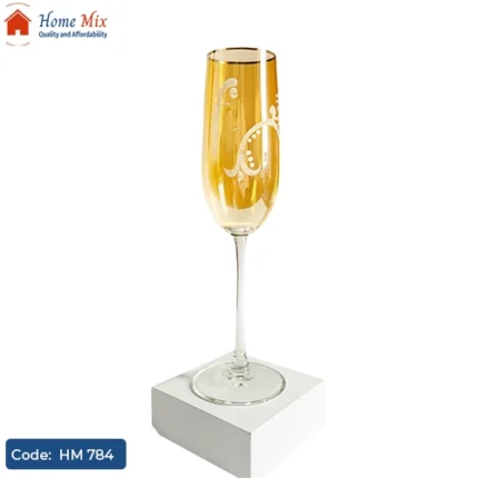 طقم كاسات Node باشاباتشي تركي – 6 قطع زجاج عسلي محفور بحروف جولد 180 مل