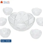 طقم بولات فواكه زجاج بيور فاخر – 7 قطع (بولة كبيرة 23 سم + 6 بولات صغيرة 12 سم)