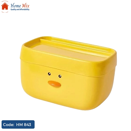 HM 843 علبة مناديل بطوط بغطاء ورف عملي – بلاستيك مقوى مزودة بلزق جداري - الصورة 1