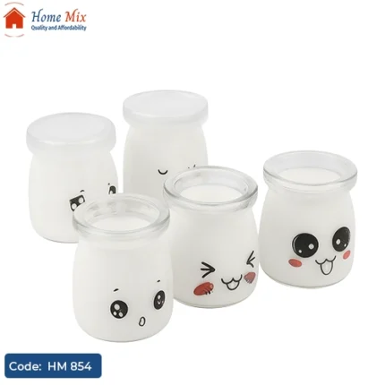 كوب زبادي إيموشن – كوب زجاج ميني بغطاء 200 مل متعدد الاستخدامات