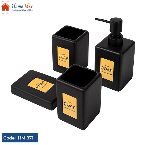 HM 871 طقم حمام بورسلين 4 قطع – تصميم أنيق يجمع بين الفخامة والعملية - الصورة 1