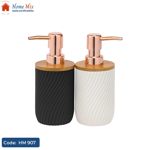 HM 907 ديسبينسر صابون بلاستيك مقوّى وخشب – تصميم عصري أنيق - الصورة 1