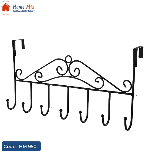 HM 950 شماعة فورجيه معدن مطلي – 7 هوك بتصميم أنيق بدون مسامير | مقاس 42×23 سم - الصورة 1