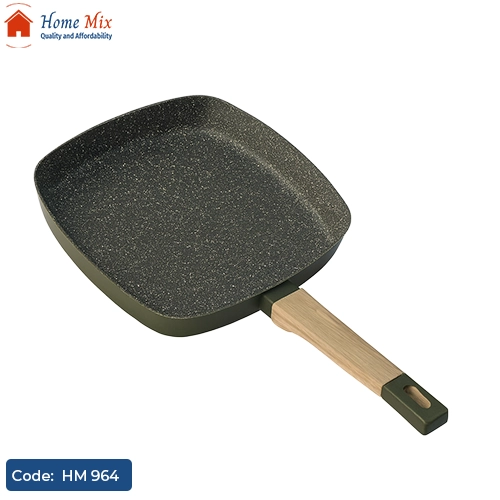 HM 964 جريل جرانيت مربع يد خشب قابلة للفك – يصلح للفرن - الصورة 1