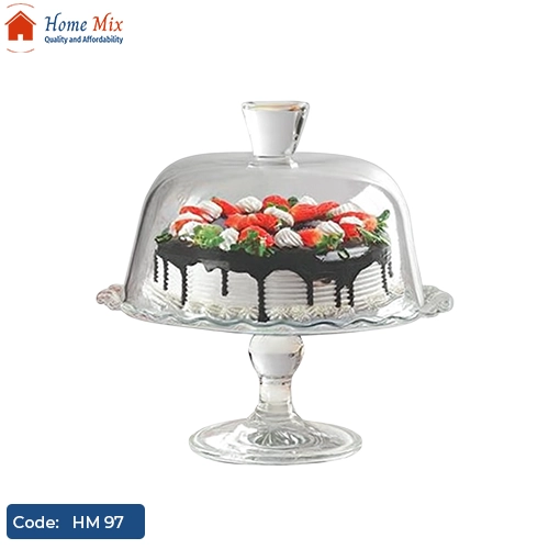 HM 97 ستاند تقديم تورتة بغطاء زجاج باشاباتشي تركي – 26 سم - الصورة 1
