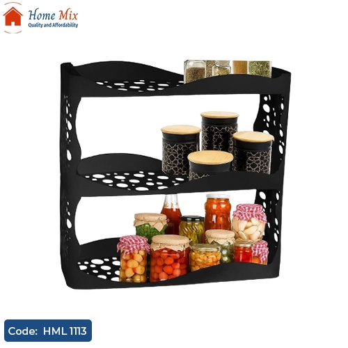 HML 1113 رف ومنظم مطبخ 3 دور للتوابل والبرطمانات بتصميم عصري وسهل التركيب - الصورة 1