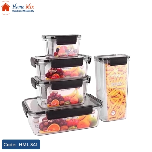 HML 341 علبة تخزين أكريليك شفافة بغطاء كلبس محكم – 1300 مللي - الصورة 1