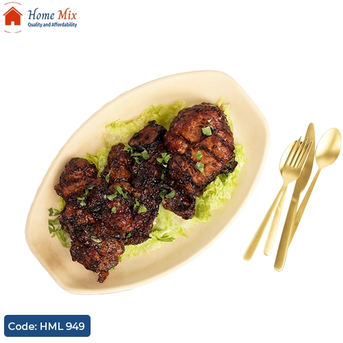 HML 949 طبق تقديم خشبي بيضاوي – ميلامين صحي وآمن مقاس 28×20 سم - الصورة 1