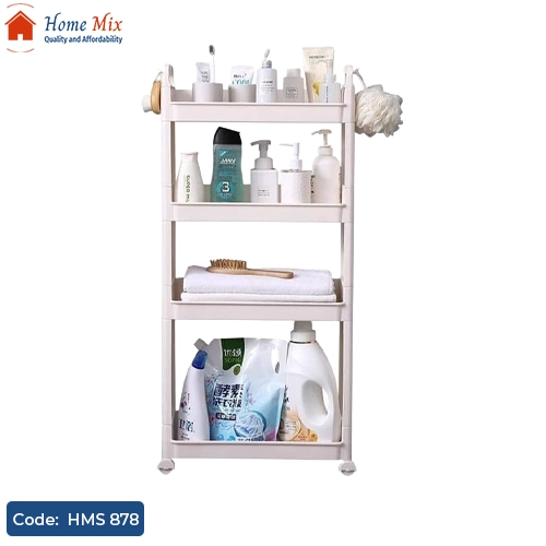 HMS 878 منظم ترولي بعجل – 3 دور عملي لتخزين الحمام والمطبخ - الصورة 1