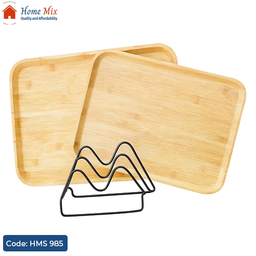 HMS 985 صينية تقديم ميلامين خشبي مقاس 27 × 38 سم - الصورة 1