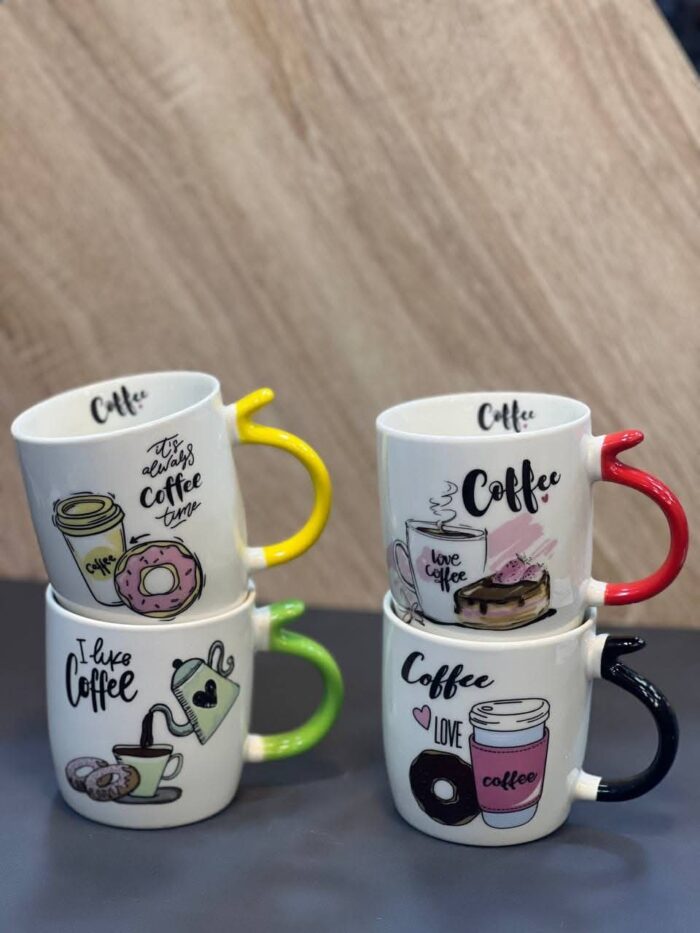 ⁦كوب بورسلين بيد ألوان – تصميم عصري للكوفي والنسكافيه⁩ - الصورة ⁦2⁩