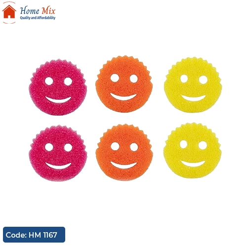 HM 1167 طقم سفنجة سمايل 3 قطع – لتنظيف الدهون والمواعين والبوتجازات - الصورة 1