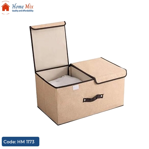 HM 1173 بوكس تخزين كتان قابل للطي – 2 خانة متعددة الاستخدامات - الصورة 1