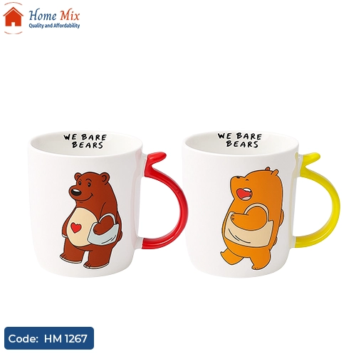 HM 1267 كوب الدببة الثلاثة بورسلين 350 مل – تصميم كرتوني لطيف - الصورة 1