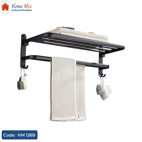 HM 1269 منشر فواطة معدن ضد الصدأ – 2 دور مزود بخطافات تعليق 20×30 سم - الصورة 1