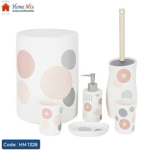 HM 1328 طقم حمام الخلود بلاستيك مقوّى – 6 قطع تصميم عصري عملي - الصورة 1