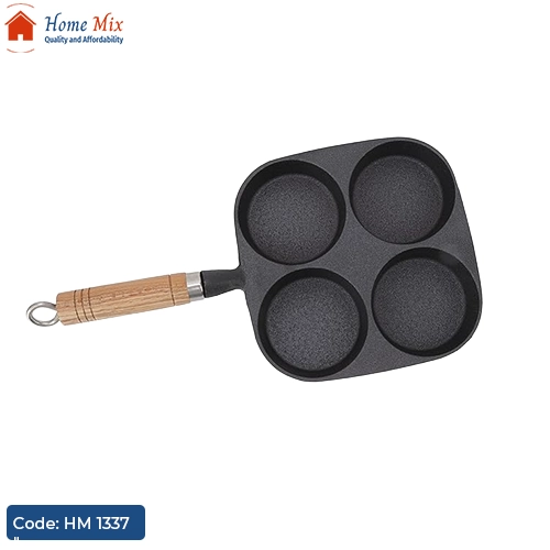 HM 1337 طاسة جريل 4 عين جرانيت بيد خشب – لتحضير البيض والبرجر والميني بان كيك - الصورة 1