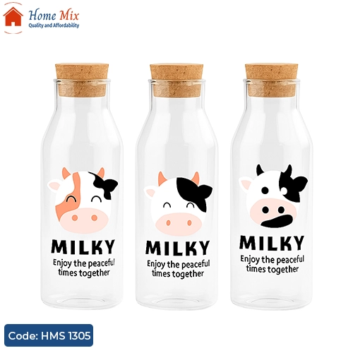 HMS 1305 زجاجة MILK كوبى ايكيا بغطاء فل – سعة 800 مل لتقديم اللبن والعصائر - الصورة 1