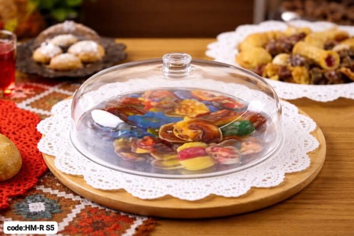 ⁦طبق تقديم رمضان بلاستيك بغطاء أكريليك – فنانيس | مقاس 40 سم⁩ - الصورة ⁦1⁩