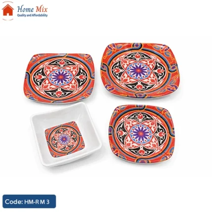 طقم عشاء رمضان ميلامين – خيامية أحمر | 24 قطعة